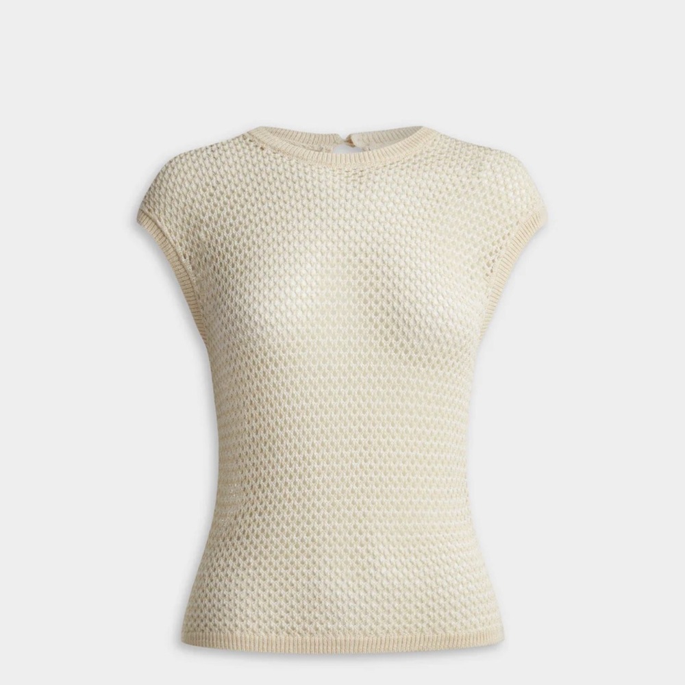 Venroy Cream Knit Cap-Sleeve Top